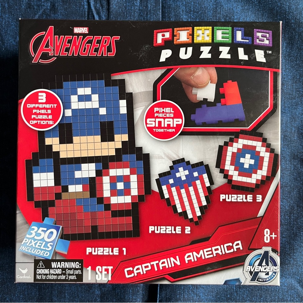 Marvel Avengers Captain America Pixels Puzzle 350 Pc Snap Together Brand New